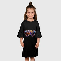 Платье клеш для девочки Два разноцветных сердечка, цвет: 3D-принт — фото 2