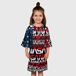 Платье клеш для девочки Nasa usa флаг, цвет: 3D-принт — фото 2