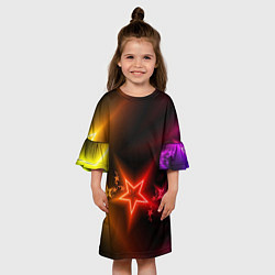 Платье клеш для девочки Звёзды с неоновым свечением, цвет: 3D-принт — фото 2
