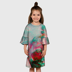 Платье клеш для девочки Абстрактные переливающиеся краски, цвет: 3D-принт — фото 2