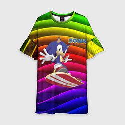 Платье клеш для девочки Sonic - hedgehog - skateboarding - bands, цвет: 3D-принт