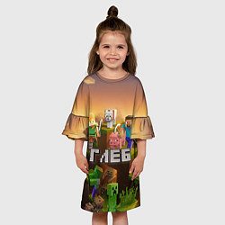 Платье клеш для девочки Глеб Minecraft, цвет: 3D-принт — фото 2