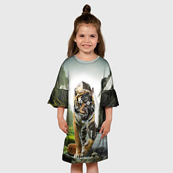 Платье клеш для девочки Кибернетический тигр, цвет: 3D-принт — фото 2