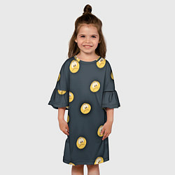 Платье клеш для девочки Грусть смайла, цвет: 3D-принт — фото 2