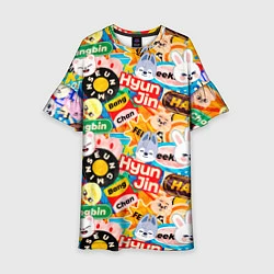 Платье клеш для девочки Skzoo stickers characters, цвет: 3D-принт