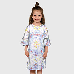 Платье клеш для девочки Рисунок чернилами осень среди людей, цвет: 3D-принт — фото 2
