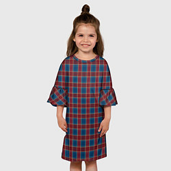 Платье клеш для девочки Красно синий клетчатый узор Шотландка, цвет: 3D-принт — фото 2