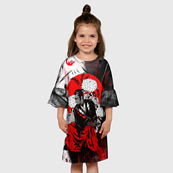 Платье клеш для девочки Самурай в кимоно, цвет: 3D-принт — фото 2