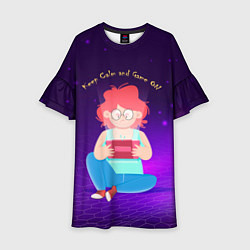 Платье клеш для девочки Сохраняй спокойствие и включай игру Keep Calm and, цвет: 3D-принт