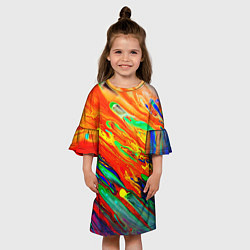 Платье клеш для девочки Неоновый градиент красок, цвет: 3D-принт — фото 2