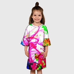 Платье клеш для девочки Неоновые краски в воде, цвет: 3D-принт — фото 2