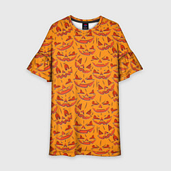 Платье клеш для девочки Halloween Pumpkin Pattern, цвет: 3D-принт