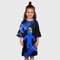 Платье клеш для девочки Радужные друзья - Синий, цвет: 3D-принт — фото 2