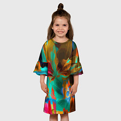 Платье клеш для девочки Растительная абстрактная композиция, цвет: 3D-принт — фото 2