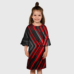 Платье клеш для девочки Чёрно-красный паркет графика, цвет: 3D-принт — фото 2