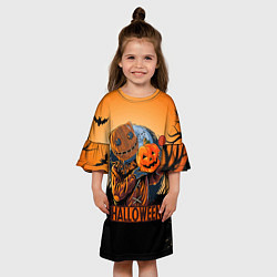 Платье клеш для девочки Хэллоуин убийца с тыквой, цвет: 3D-принт — фото 2