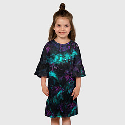 Платье клеш для девочки Неоновые Коралы, цвет: 3D-принт — фото 2