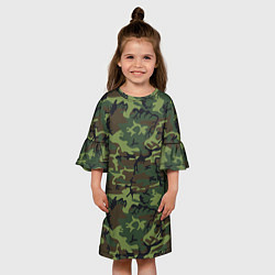 Платье клеш для девочки Камуфляж лес - мелкий, цвет: 3D-принт — фото 2