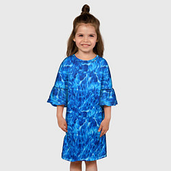 Платье клеш для девочки Синий лёд - текстура, цвет: 3D-принт — фото 2