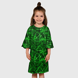 Платье клеш для девочки Зелёный лёд - текстура, цвет: 3D-принт — фото 2
