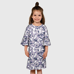 Платье клеш для девочки Камуфляж ACUpat серый пиксель, цвет: 3D-принт — фото 2