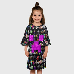 Платье клеш для девочки Minecraft: characters and logo, цвет: 3D-принт — фото 2