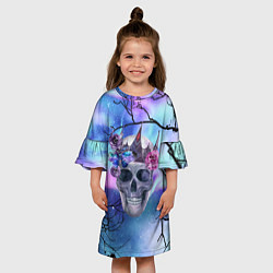 Платье клеш для девочки Череп короля, цвет: 3D-принт — фото 2