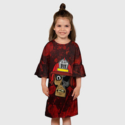 Платье клеш для девочки Череп пожарного, цвет: 3D-принт — фото 2