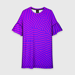 Платье клеш для девочки Фиолетовые линии, цвет: 3D-принт