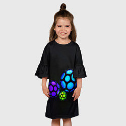 Платье клеш для девочки Объёмные неоновые шары, цвет: 3D-принт — фото 2
