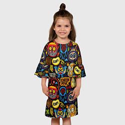 Платье клеш для девочки Ужастики и монстры, цвет: 3D-принт — фото 2