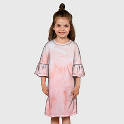 Платье клеш для девочки Aesthetic visual art pink feathers, цвет: 3D-принт — фото 2