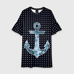 Платье клеш для девочки Anchor - ocean theme, цвет: 3D-принт