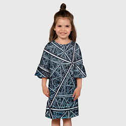 Платье клеш для девочки Абстрактное множество технологичных связей, цвет: 3D-принт — фото 2