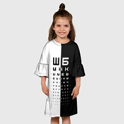 Платье клеш для девочки ШБ черно-белый вариант, цвет: 3D-принт — фото 2
