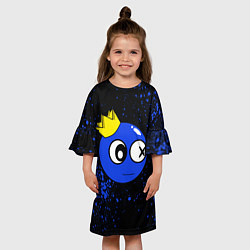 Платье клеш для девочки Радужные друзья - Синий в короне, цвет: 3D-принт — фото 2