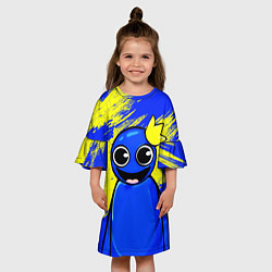 Платье клеш для девочки Радужные друзья радостный Синий, цвет: 3D-принт — фото 2