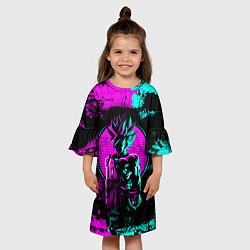 Платье клеш для девочки Неоновый гоку блэк, цвет: 3D-принт — фото 2