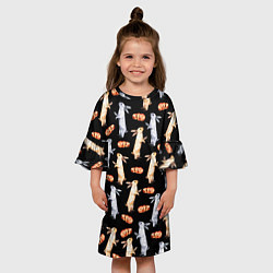 Платье клеш для девочки Акварельные кролики, цвет: 3D-принт — фото 2
