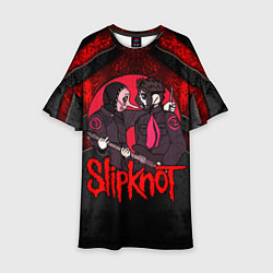 Платье клеш для девочки Slipknot black and red, цвет: 3D-принт