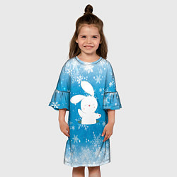 Платье клеш для девочки Зайчик из норки, цвет: 3D-принт — фото 2