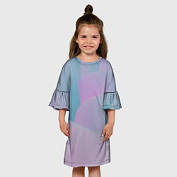 Платье клеш для девочки Розовые и голубые волны, цвет: 3D-принт — фото 2