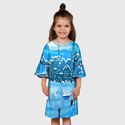 Платье клеш для девочки Снежный город, цвет: 3D-принт — фото 2
