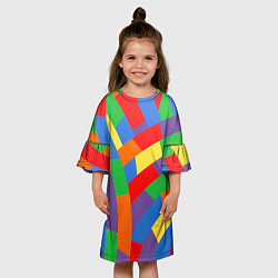 Платье клеш для девочки Разноцветные текстуры и паттерны, цвет: 3D-принт — фото 2