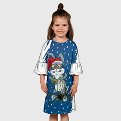Платье клеш для девочки Кролик и гирлянда - 2023, цвет: 3D-принт — фото 2