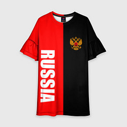 Платье клеш для девочки Россия: Черно-красный, цвет: 3D-принт