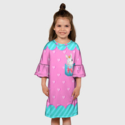 Платье клеш для девочки Зайчик в кармашке, цвет: 3D-принт — фото 2