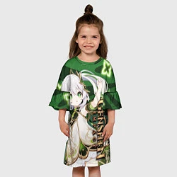 Платье клеш для девочки Нахида: Дендро Архонт, цвет: 3D-принт — фото 2