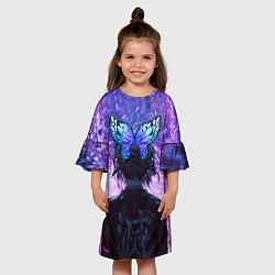 Платье клеш для девочки Шинобу Кочо - Великолепная бабочка, цвет: 3D-принт — фото 2