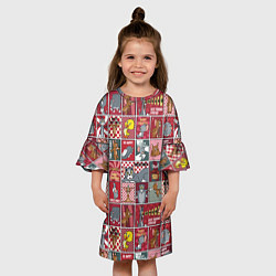 Платье клеш для девочки Новогодний паттерн Том и Джерри, цвет: 3D-принт — фото 2